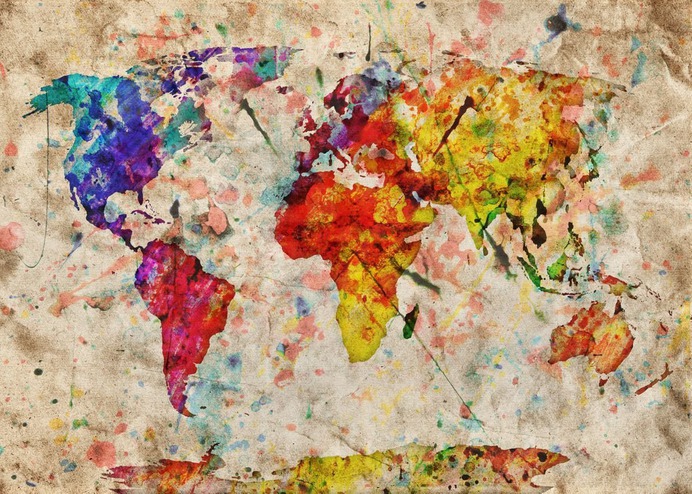 "Vintage World Map" Poster Print on metal by Sam Kal