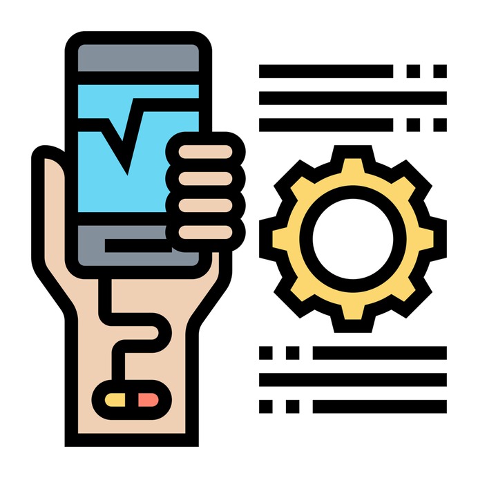 See more icon inspiration related to use, gear, hands and gestures, addiction, electronics, smartphone, information, hand, social media, cellphone, mobile and technology on Flaticon.