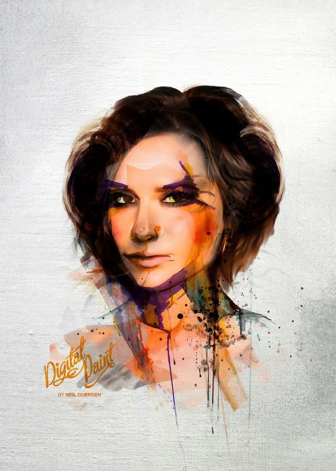 Digital Victoria Becham portrait by Neil duerden