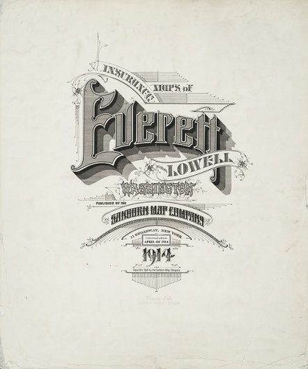 Sanborn Map Company title pages / Sanborn Insurance map - Washington - EVERETT 1914 #typography #lettering 100% 3817 × 4489 pixels The Typography of
