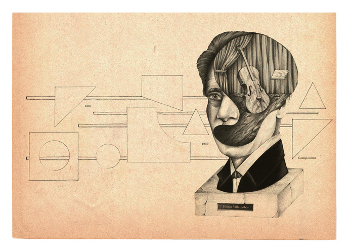 Heitor Villa-lobos | #illustration #oldpaper #alexandreruda #illustration #oldpaper #alexandreruda