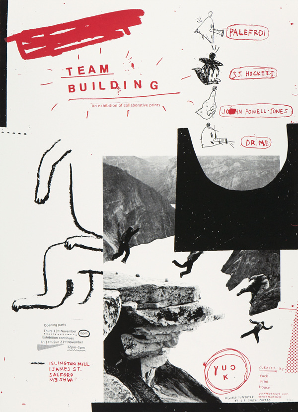 collage, type, xerox, sketchy, red, black, hand drawn