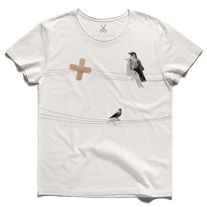 #sakinlik #offwhite #tee #tshirt #tomstoppard #calmness #bird #bandaid #corvus #wire