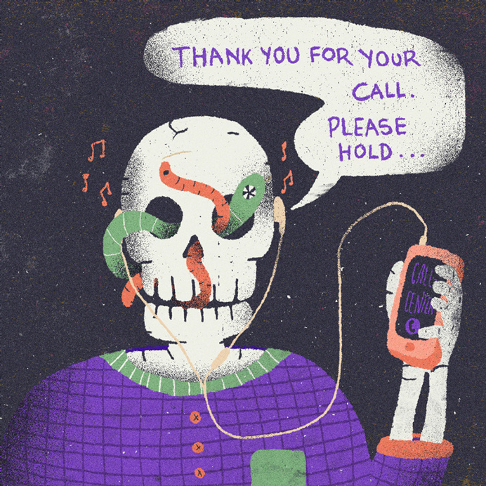 #illustration #call-center #call #mobile #skull #worms
