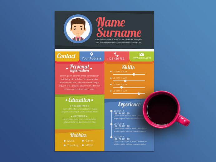 Free COlorful Resume Template in Illustrator File Format