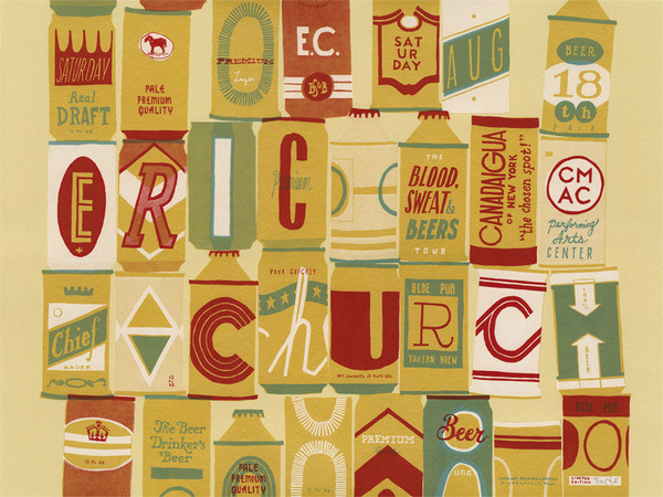Eric Church (Canadaigua, NY) Landland #beer #illustration #drawn #vintage #hand #can #typography
