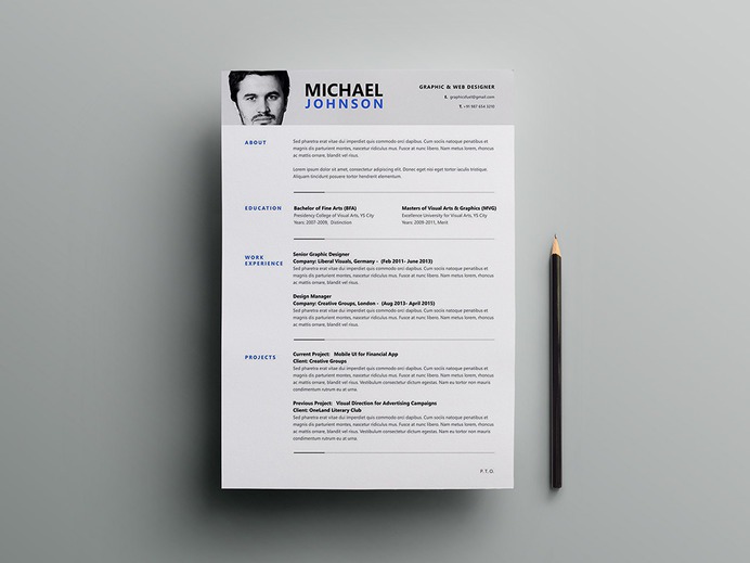 Free Clean and Modern Resume Template in PSD Format for Job Seeker