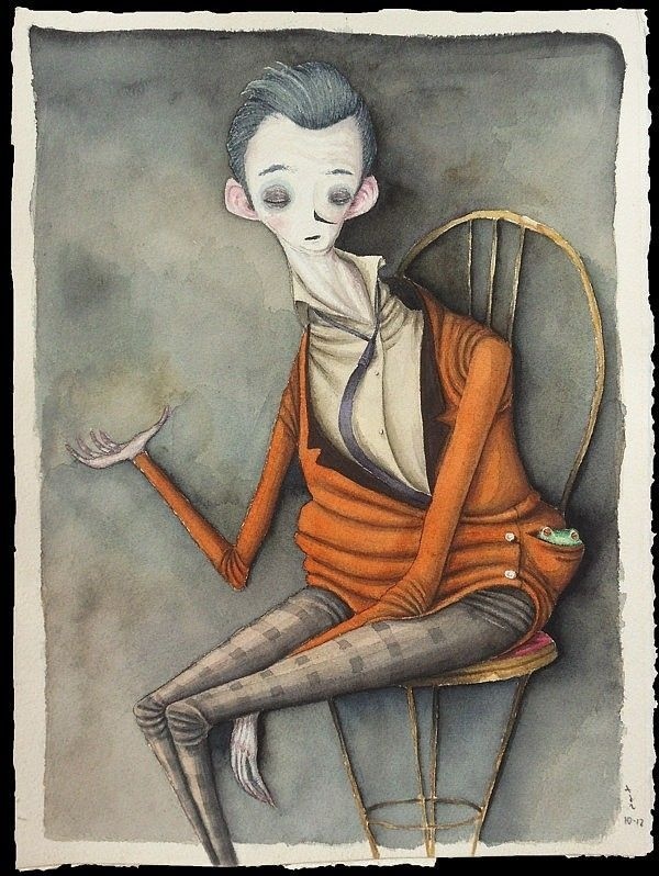 Boy With Frog In A Pocket #illustration #color
