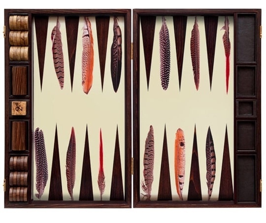 The Most Glam Games: Indoor Edition | Apartment Therapy #backgammon #feathers #wood #birds #game