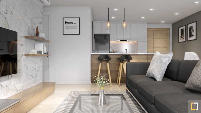 3D Archviz - LIVING ROOM - Masteri Aparment - by Hữu Phước