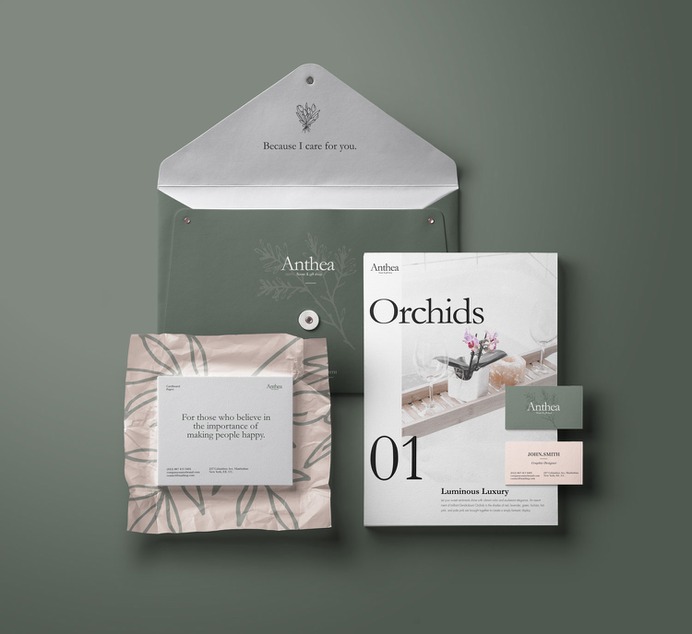 Anthea Branding - Mindsparkle Mag Leandra Rexhepi is the designer behind Anthea, a new brand identity for a flower and gift shop located in New York. #packaging #logo #identity #branding #design #color #photography #graphic #design #gallery #blog #project #mindsparkle #mag #beautiful #portfolio #designer