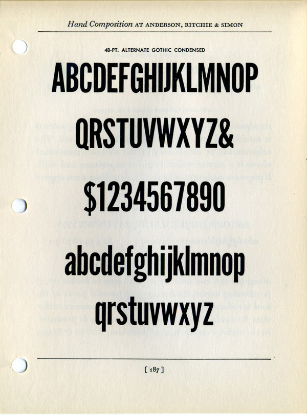 Alternate Gothic type specimen #type #specimen #typography