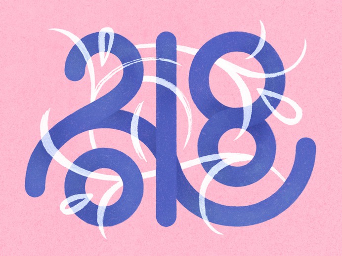 2018 typogaphy numbers lettering new year monogram type floral 2018