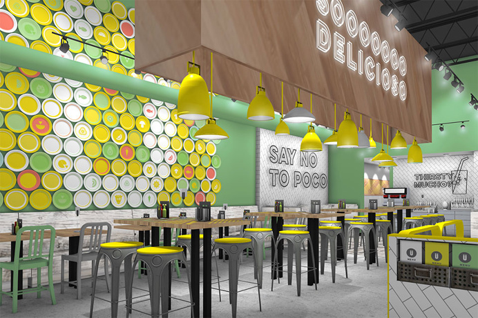 Fame, fame retail, retail, design, space, bright, bold, color, interior, burrito