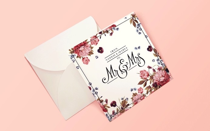 Wedding, invite, floral, typography