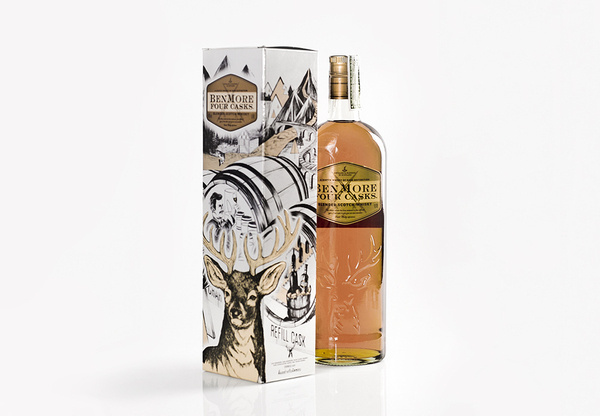 Bendmore Four casks Packaging on Behance #whiskey #packaging #liquor #drawn #hand