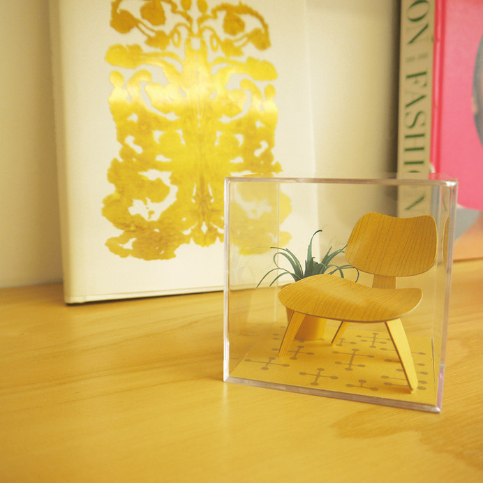 Mini Mid-Century Chair Terrarium #modern #gifts #chair #mid-century #office #cube #design #sculptures #desk #mid #art #century #gold #paper #eames