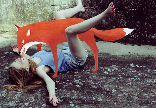 Illustration:Me / Photo:M.Hochhaus #fox #girl #photo #imagination #illustration #hello