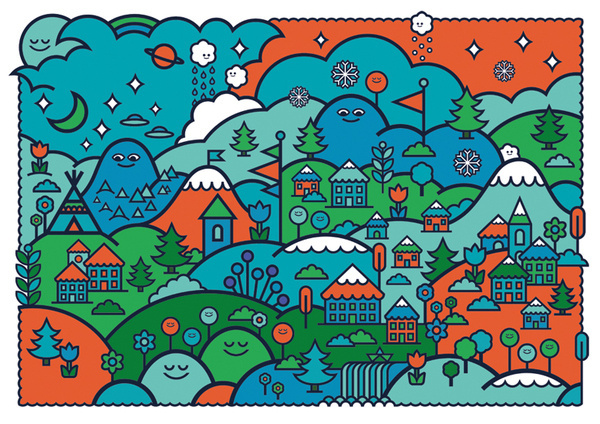 Onesidezero Illustration : Artwork by Brett Wilkinson #brett #onesidezero #illustration #wilkinson #valley #hills