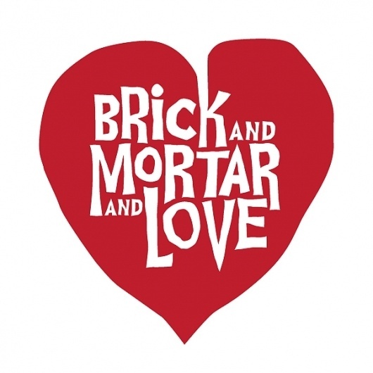 Brick and Mortar and Love Logo | Bill Green Studios #heart #red #drawn #logo #hand #love #typography