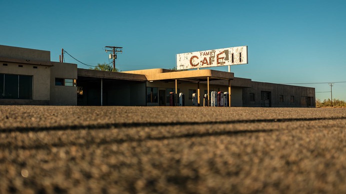 Desert Center California Photography - Mindsparkle Mag Beautiful photoshoot of a deserted diner in California. The shoot is entitled Desert Center, California, and it was captured by Mickey Strider in San Diego. #design #identity #color #photography #graphic #design #gallery #blog #project #mindsparkle #mag #beautiful #portfolio #designer
