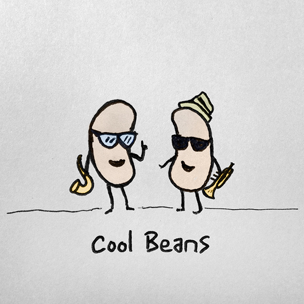 Cool Beans #ink #miles #davis #jazz #beans #illustration #pen #paper #humor #cool