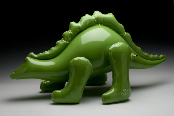 Dinosaur - ceramic sculpture by http://brettkernart.com/ #sculpture #balloon #dinosaur #ceramic #green