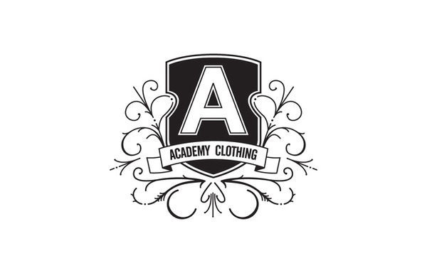 ACADEMY CLOTHING Mitchell Clements #logo #flourish #clothing #crest #shield #bw