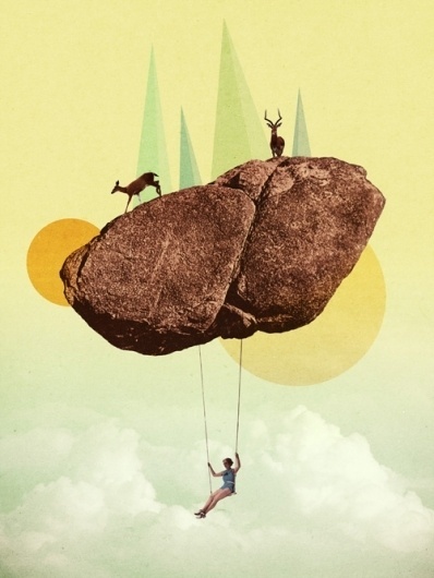 All sizes | arthref.com | Julien Pacaud | Flickr - Photo Sharing! #sky #deers #design #retro #swing #surreal #collage