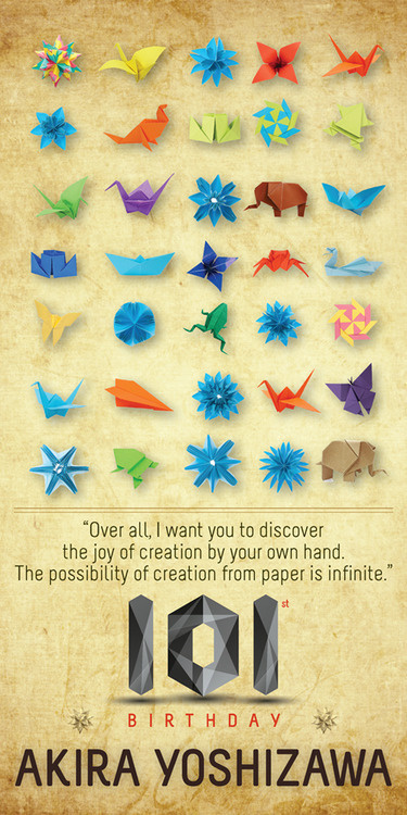 Akira yoshizawa the grandmaster of origami. #101 #origami #handmade #birthday #poster #akirayoshizawa #typo #typography