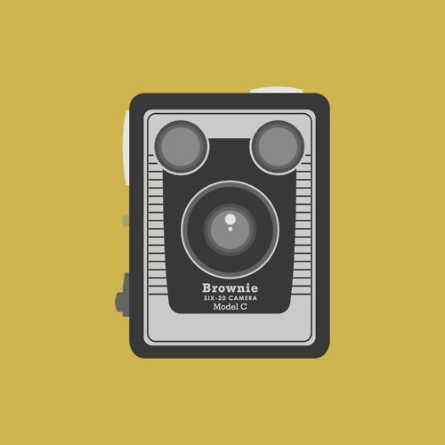 Kodak Brownie #camera #kodak #yellow #bold #brownie #box #simple #illustration