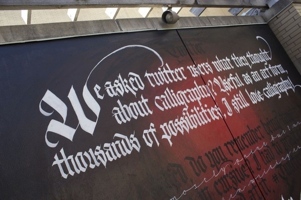 Twitter vs Calligraphy Mural #calligraphy #lettering #mural #gothic #twitter