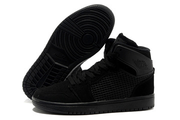 Mens Real Jordan Retro Shoes - All Black Nike Jordan 1 #shoes