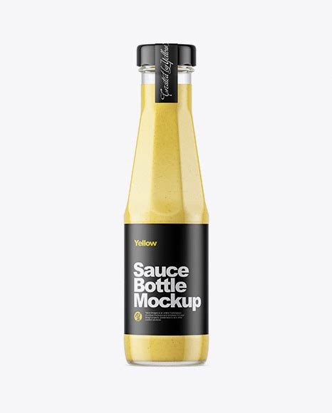 They are packaging items available in different forms, style or type; Clear Glass Bottle with Mustard Sauce Packaging Mockups