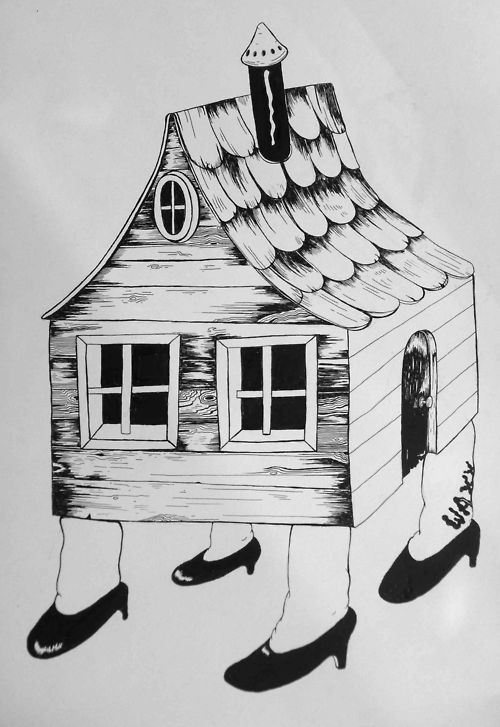 new drawing i just finished. india ink on bfk #ink #white #house #book #black #comic #illustration #heels #art #and #painting #tattoos #pen #drawing #high