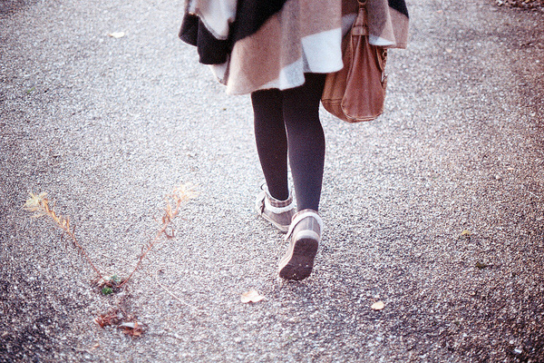 Eva's back. #film #analog #girl #eva #france #gabel #penner #margot #back #grain #street #feet #walk