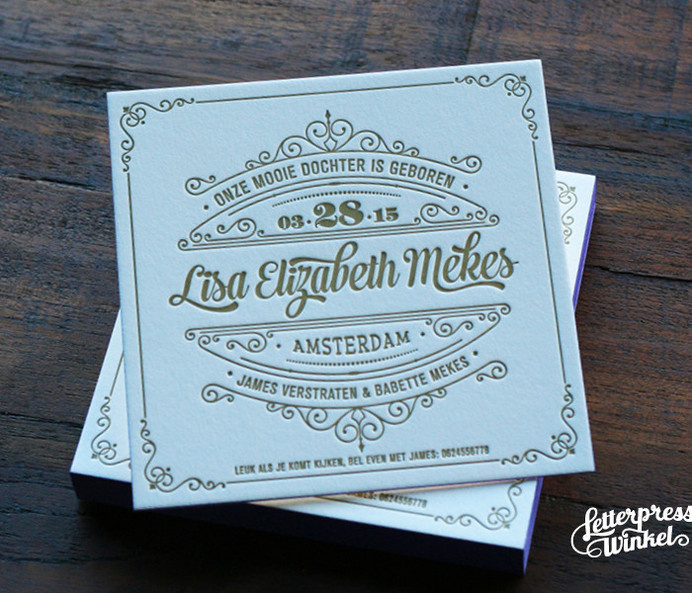 Letterpress birth announcement by Letterpress Winkel