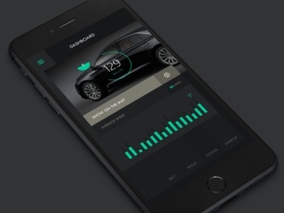 Car remote dashboard #ux #interface #black #ui #dashboard #dark #mobile #remote #car