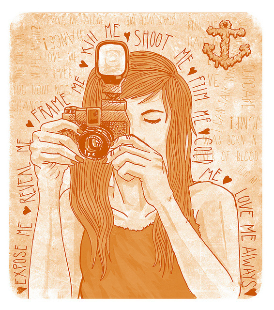 Orange #girl #draw #photo #color #cam #lomo #illustration #photography #type #anchor #she