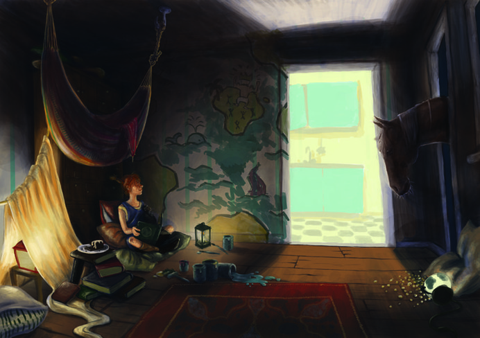 PIPPI LONGSTOCKING BY RACHELLE SLINGERLAND #horse #digital #illustration #photoshop #art #drawing #pippi