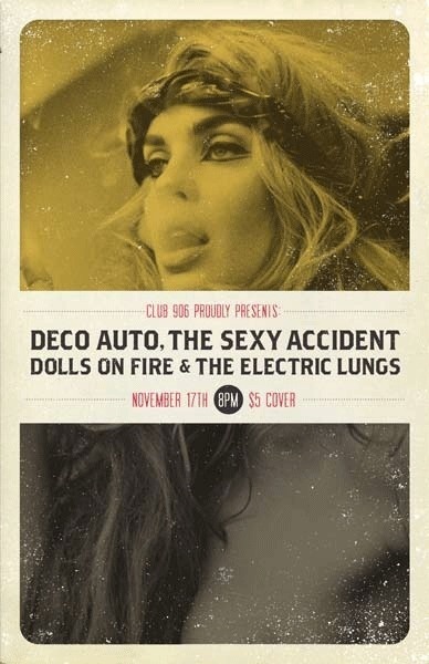 GigPosters.com Deco Auto Sexy Accidents, The Dolls On Fire Electric Lungs, The #screen #print #poster