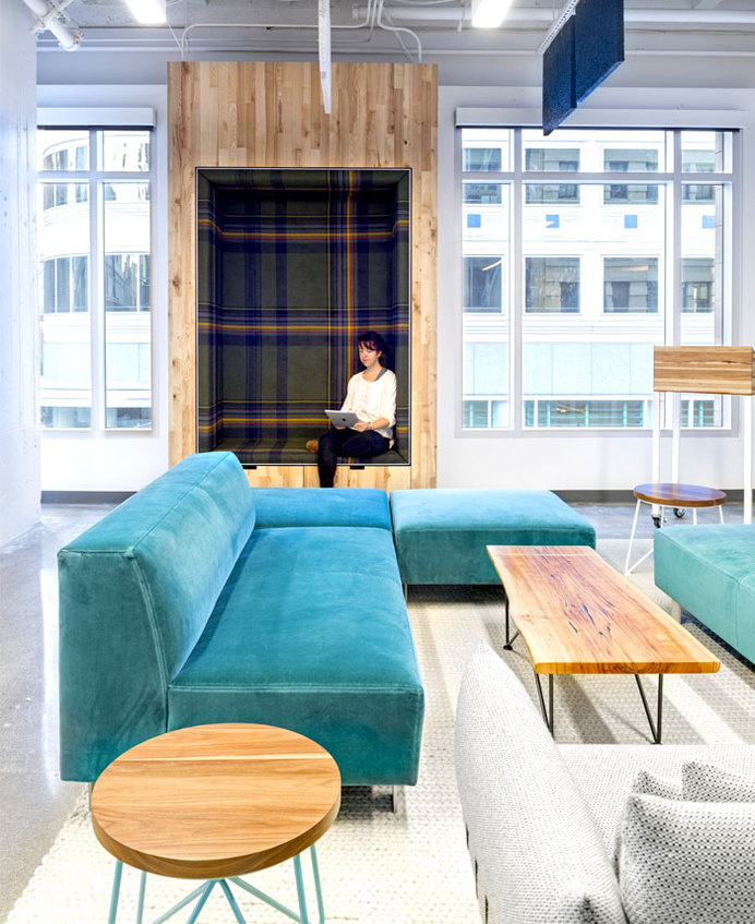 Vivid Office Space by Studio O+Asoft couch place rest #office #office design #office space #work space