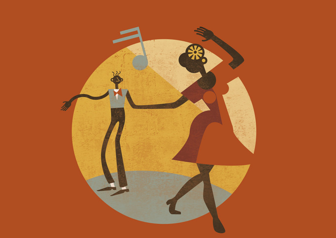 Feel Good Swing Dance School #poster #vintage #swing #lindyhop #illustration #micheletenaglia