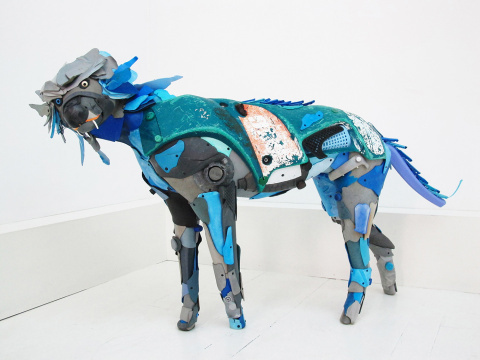 Beach Trash Used to Create Life Sized Animal Sculptures | PICDIT #sculpture #animal #color #art