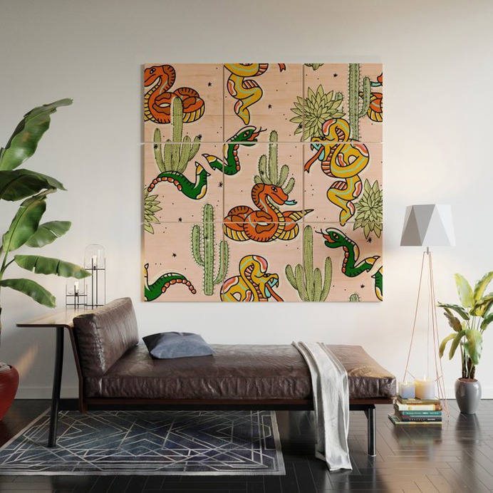 Join Or Die #illustration #wildlife #pattern Wood Wall Art