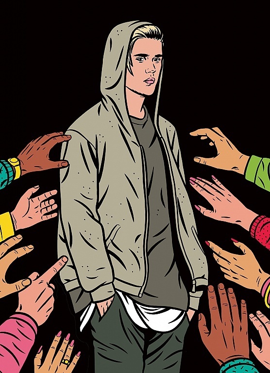 Kristian Hammerstad illustration The new yorker - justin bieber