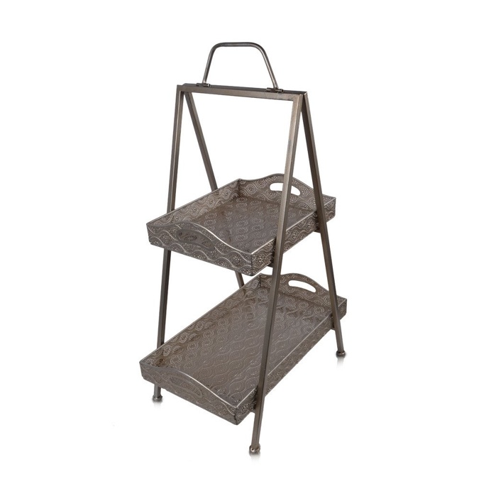 Moroccan Silver Two Tray Set Frame 30cm x 47cm x 80cm