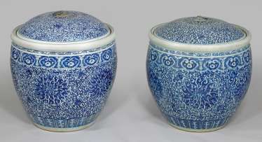 Pair of monumental lidded vessels with Lotus decor #Sets #Teasets #Porcelainsets #Antiqueplates #Plates #Wallplates #Figures #Porcelainfigurines #porcelain