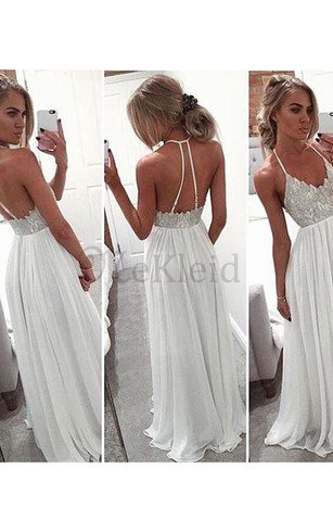A-Linie Nackenband Sweep Train Bodenlanges Abendkleid mit Pailletten