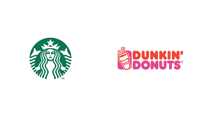 Starbucks vs Dunkin Donuts #design #brands #colors #coffee